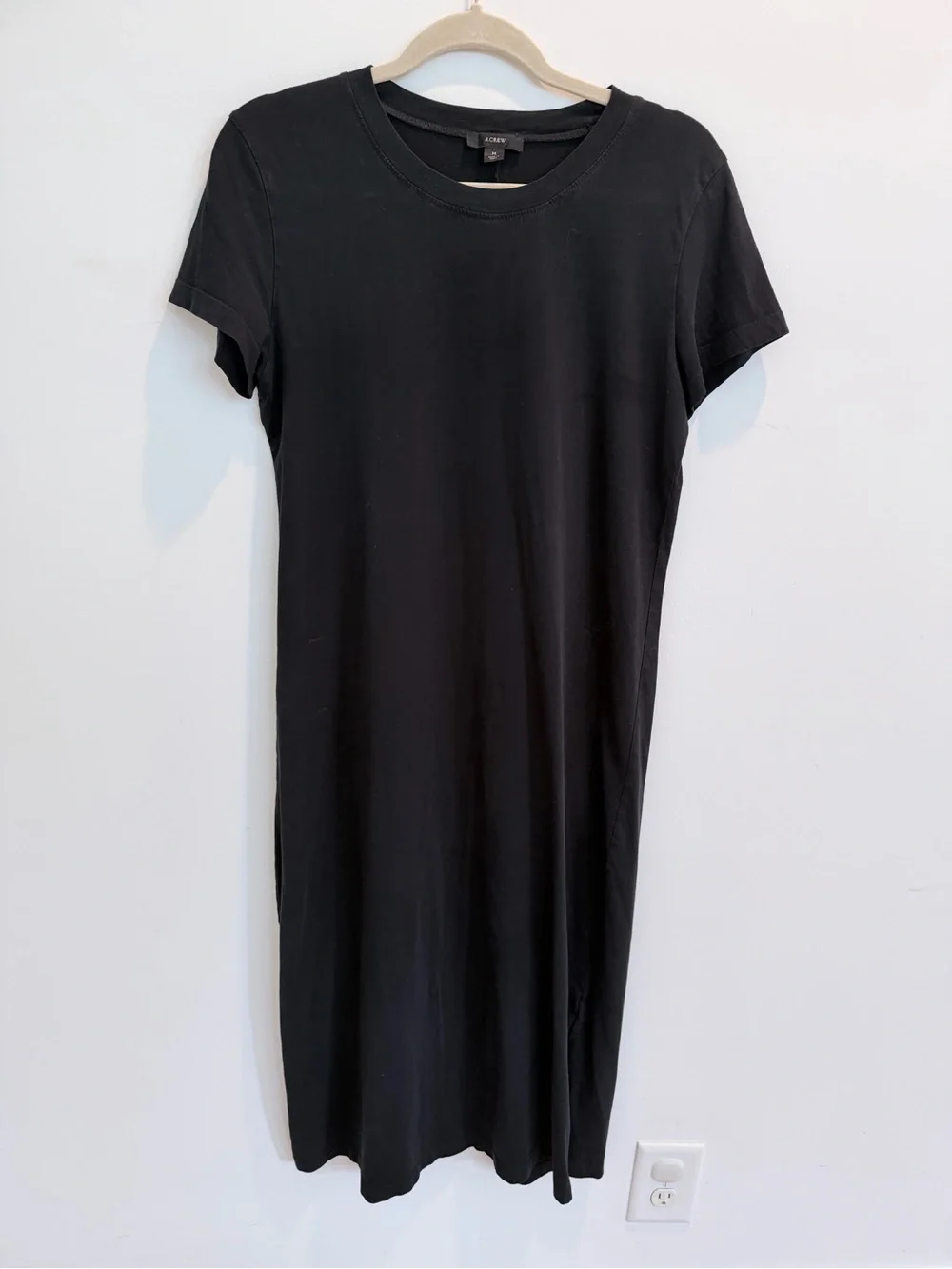 J. Crew Cotton Midi T Shirt Dress in Black, Size Medium